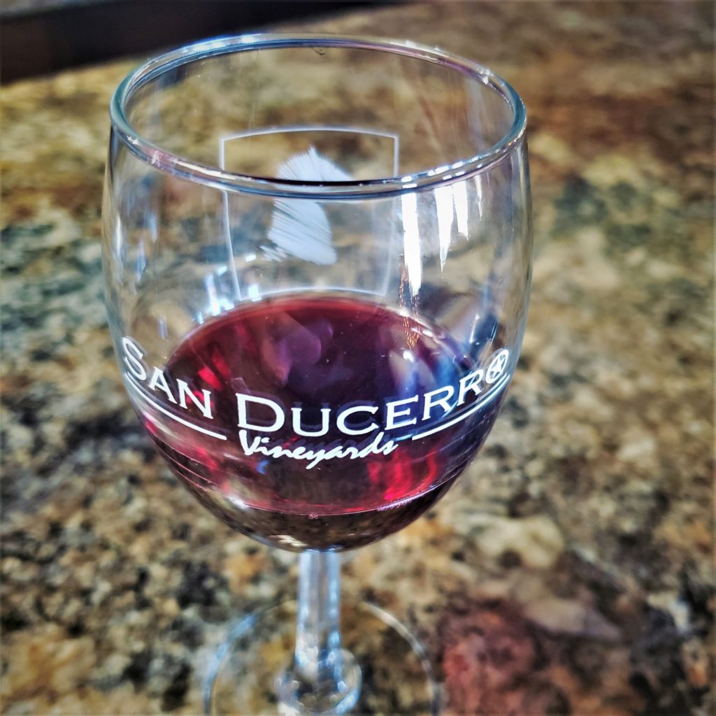 glass of wine at San Ducerro Vineyard