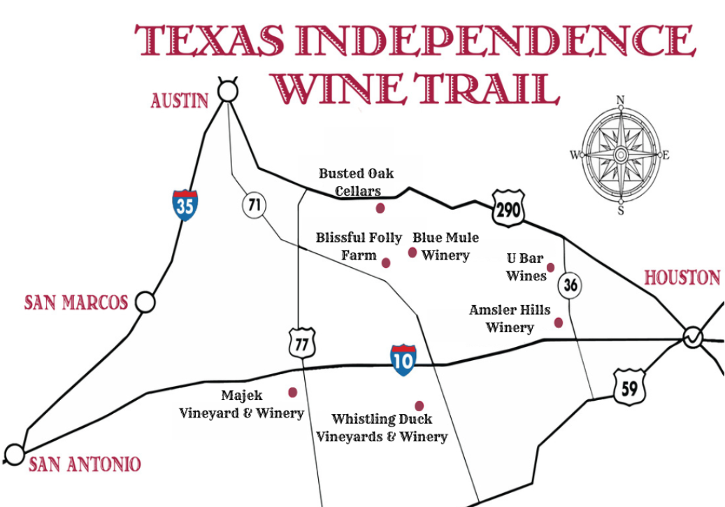 Current Texas Independence Wine Trail Map