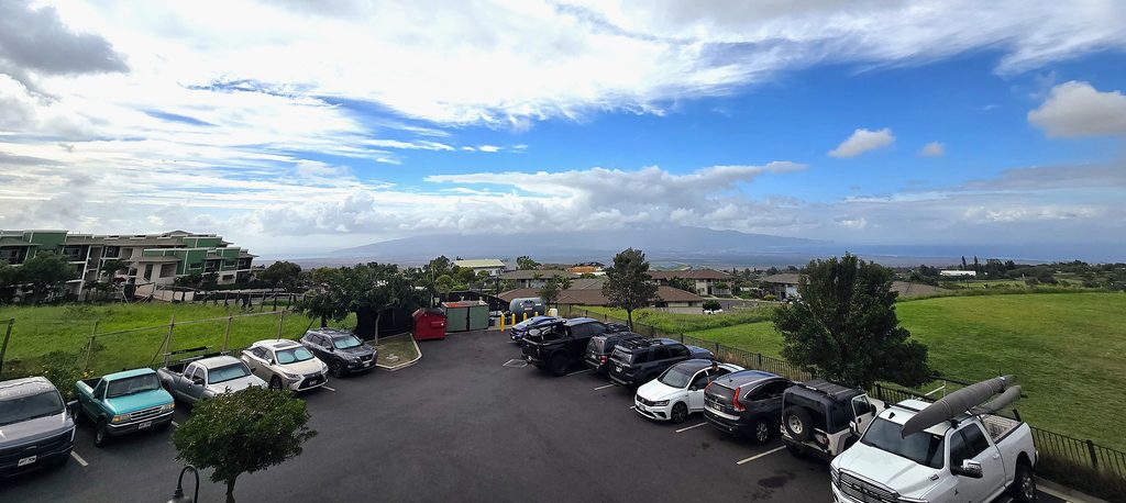 view from the second floor patio looking at West Maui Mountains